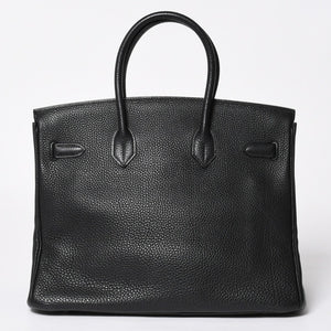 極美品 HERMES エルメス BIRKIN バーキン35 ブラック シルバー金具 トゴハンドバッグ □F刻印 中古 4a009121