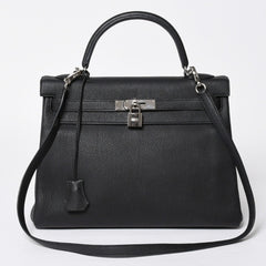 極美品 HERMES エルメス ケリー32 内縫 ブラック Z刻印 シルバー金具 ハンドバッグ 2WAY 中古 4a009104