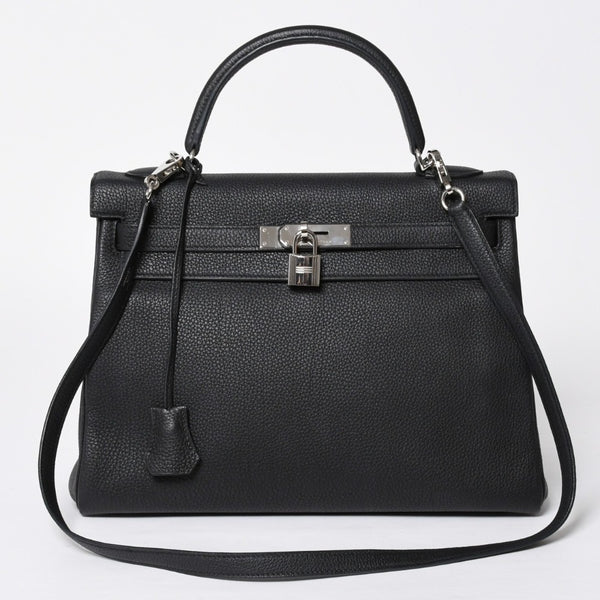 極美品 HERMES エルメス ケリー32 内縫 ブラック Z刻印 シルバー金具 ハンドバッグ 2WAY 中古 4a009104