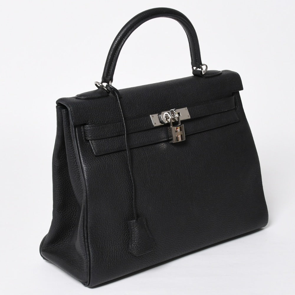 Very good condition HERMES Kelly 32 inner stitching black Z engraved silver hardware handbag 2WAY used 4a009104