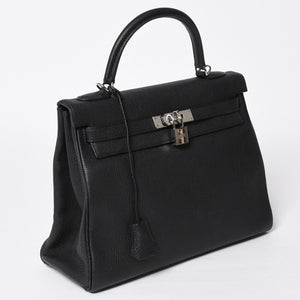 極美品 HERMES エルメス ケリー32 内縫 ブラック Z刻印 シルバー金具 ハンドバッグ 2WAY 中古 4a009104