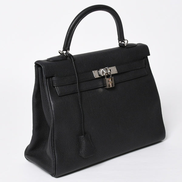 極美品 HERMES エルメス ケリー32 内縫 ブラック Z刻印 シルバー金具 ハンドバッグ 2WAY 中古 4a009104