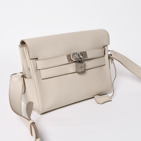 Like new HERMES Shoulder bag Kelly Messenger PM bag Evercolor Beton Silver hardware K stamp Used 4a009077