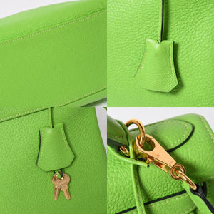 極美品 HERMES エルメス ケリー28 内縫い アップルグリーン ◻︎H刻印 トゴ シルバー金具 ハンドバッグ 中古 4a009078