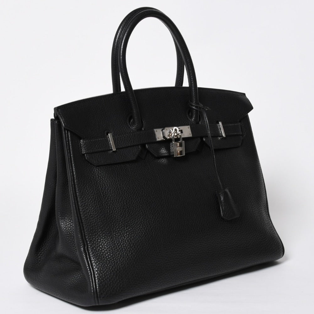 Very good condition HERMES BIRKIN Birkin 35 black silver metal fittings Togo handbag □F stamp used 4a009121