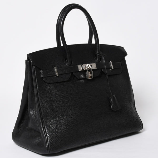 極美品 HERMES エルメス BIRKIN バーキン35 ブラック シルバー金具 トゴハンドバッグ □F刻印 中古 4a009121