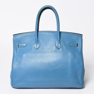 HERMES エルメス BIRKIN バーキン35 ブルージーン シルバー金具 トリヨンクレマンス ハンドバッグ □H刻印 中古 4a009076