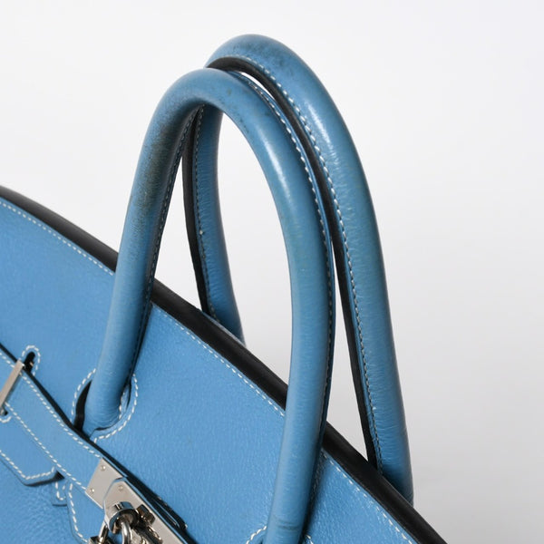 HERMES エルメス BIRKIN バーキン35 ブルージーン シルバー金具 トリヨンクレマンス ハンドバッグ □H刻印 中古 4a009076