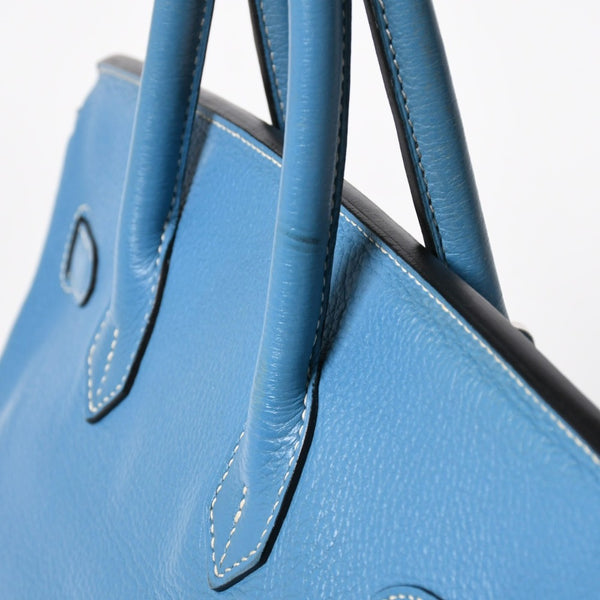 HERMES エルメス BIRKIN バーキン35 ブルージーン シルバー金具 トリヨンクレマンス ハンドバッグ □H刻印 中古 4a009076