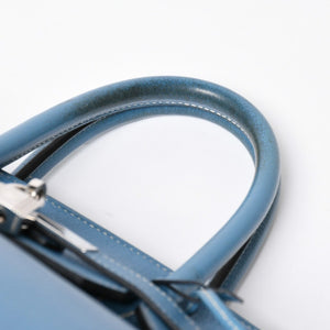 HERMES エルメス BIRKIN バーキン35 ブルージーン シルバー金具 トリヨンクレマンス ハンドバッグ □H刻印 中古 4a009076