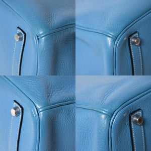 HERMES エルメス BIRKIN バーキン35 ブルージーン シルバー金具 トリヨンクレマンス ハンドバッグ □H刻印 中古 4a009076