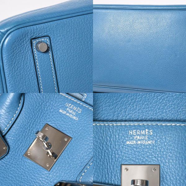 HERMES エルメス BIRKIN バーキン35 ブルージーン シルバー金具 トリヨンクレマンス ハンドバッグ □H刻印 中古 4a009076