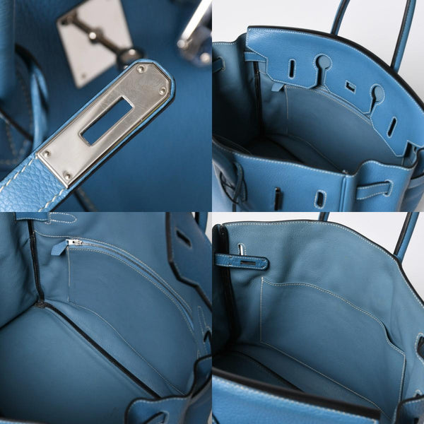 HERMES エルメス BIRKIN バーキン35 ブルージーン シルバー金具 トリヨンクレマンス ハンドバッグ □H刻印 中古 4a009076