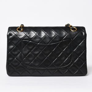 CHANEL シャネル マトラッセ25 Wフラップ Wチェーンショルダーバッグ 3番台 ラムスキン ココマーク ブラック ゴールド金具 美品 中古 4a009110