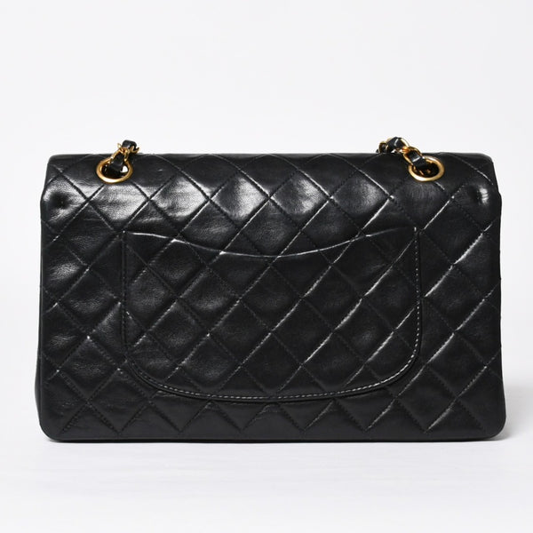 CHANEL シャネル マトラッセ25 Wフラップ Wチェーンショルダーバッグ 3番台 ラムスキン ココマーク ブラック ゴールド金具 美品 中古 4a009110
