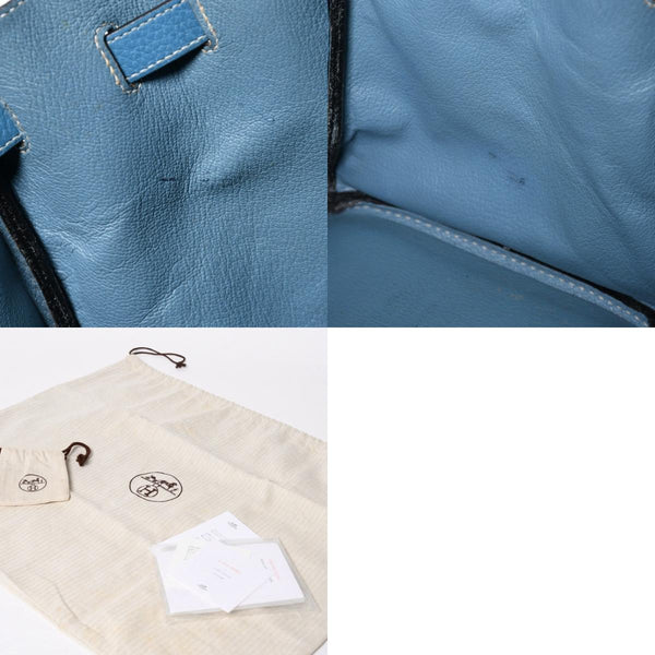 HERMES エルメス BIRKIN バーキン35 ブルージーン シルバー金具 トリヨンクレマンス ハンドバッグ □H刻印 中古 4a009076