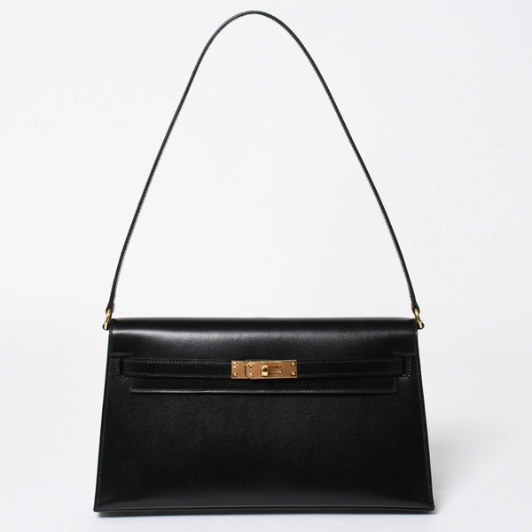 新品未使用 HERMES エルメス ケリーエラン 2WAY ショルダーバッグ ボックスカーフ ブラック ゴールド金具 G刻印 中古 4a009107