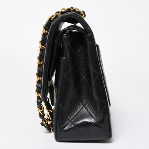 CHANEL シャネル マトラッセ25 Wフラップ Wチェーンショルダーバッグ 3番台 ラムスキン ココマーク ブラック ゴールド金具 美品 中古 4a009110