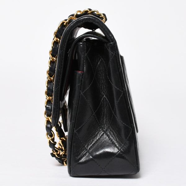 CHANEL シャネル マトラッセ25 Wフラップ Wチェーンショルダーバッグ 3番台 ラムスキン ココマーク ブラック ゴールド金具 美品 中古 4a009110