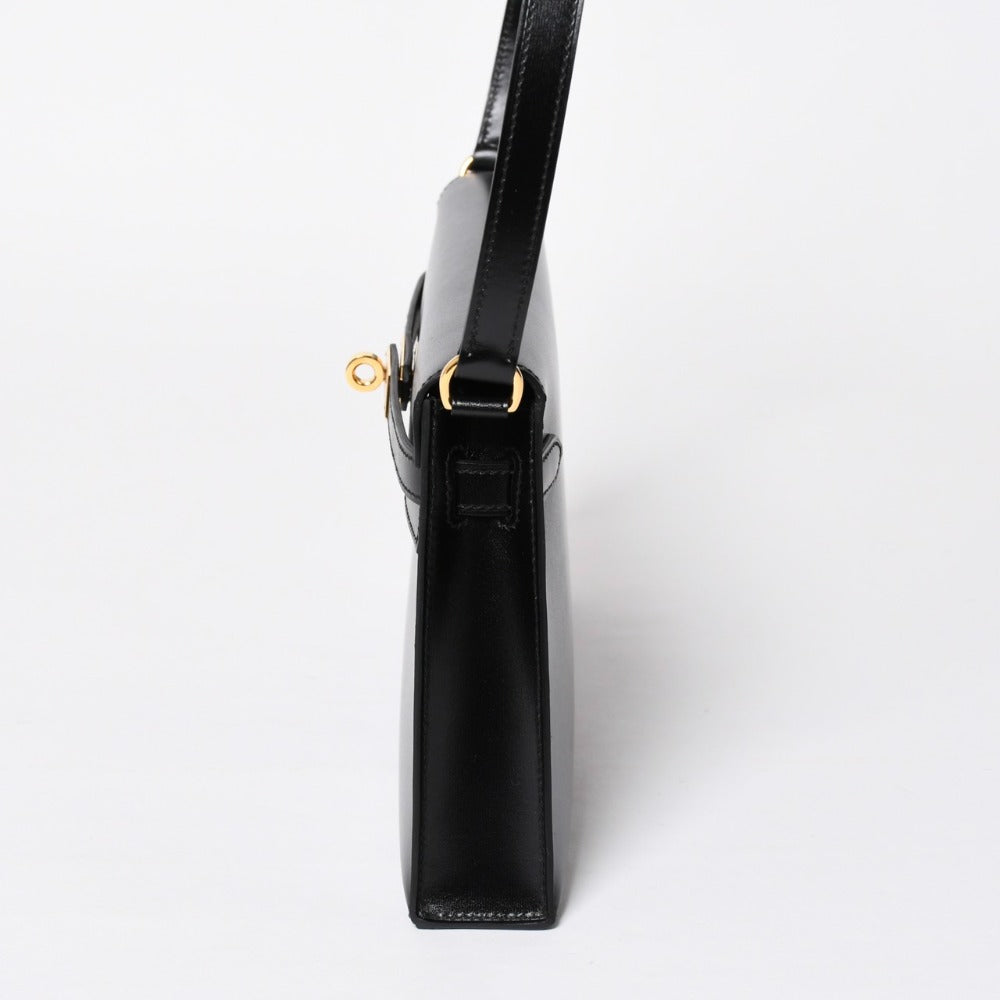 New and unused HERMES Kelly Elan 2WAY shoulder bag box calf black gold hardware G stamp used 4a009107