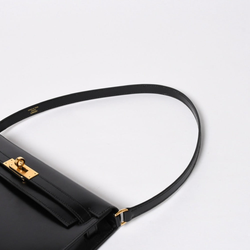 New and unused HERMES Kelly Elan 2WAY shoulder bag box calf black gold hardware G stamp used 4a009107