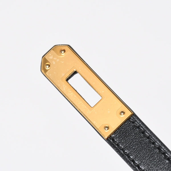 新品未使用 HERMES エルメス ケリーエラン 2WAY ショルダーバッグ ボックスカーフ ブラック ゴールド金具 G刻印 中古 4a009107