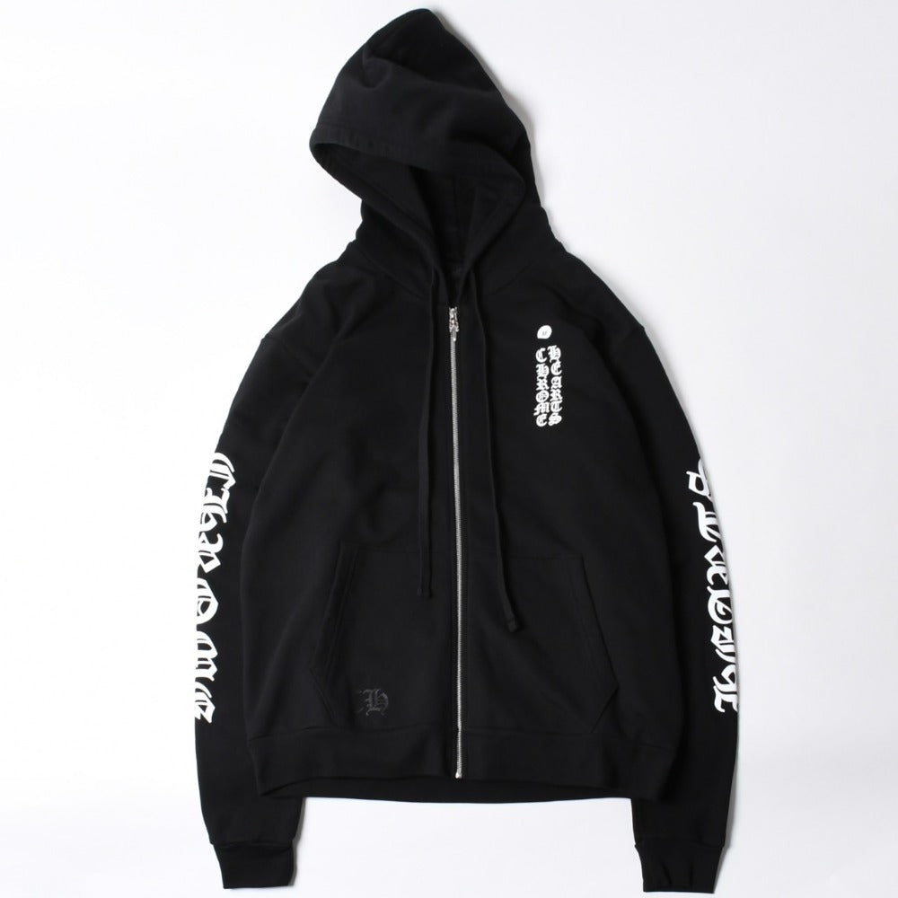 新品未使用 CHROME HEARTS クロムハーツ ジップアップ フーディー サイズM オールドイングリッシュ ダガー ブラック 新型 中古 4a009098