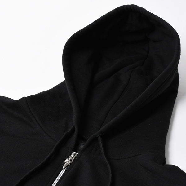 新品未使用 CHROME HEARTS クロムハーツ ジップアップ フーディー サイズM オールドイングリッシュ ダガー ブラック 新型 中古 4a009098