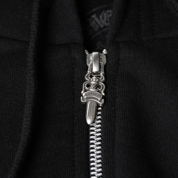 新品未使用 CHROME HEARTS クロムハーツ ジップアップ フーディー サイズM オールドイングリッシュ ダガー ブラック 新型 中古 4a009098