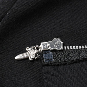 新品未使用 CHROME HEARTS クロムハーツ ジップアップ フーディー サイズM オールドイングリッシュ ダガー ブラック 新型 中古 4a009098