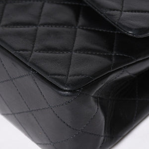 CHANEL シャネル マトラッセ25 Wフラップ Wチェーンショルダーバッグ 3番台 ラムスキン ココマーク ブラック ゴールド金具 美品 中古 4a009110