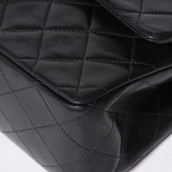 CHANEL シャネル マトラッセ25 Wフラップ Wチェーンショルダーバッグ 3番台 ラムスキン ココマーク ブラック ゴールド金具 美品 中古 4a009110