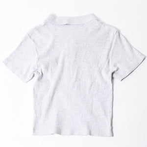 STUSSY ステューシー ハーフジップ 半袖ポロシャツ サイズ10 ストックロゴ グレー ブラック レディース 刺繍 美品 中古 4a008566