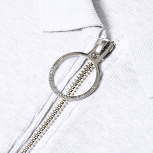 STUSSY ステューシー ハーフジップ 半袖ポロシャツ サイズ10 ストックロゴ グレー ブラック レディース 刺繍 美品 中古 4a008566