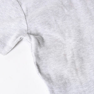 STUSSY ステューシー ハーフジップ 半袖ポロシャツ サイズ10 ストックロゴ グレー ブラック レディース 刺繍 美品 中古 4a008566