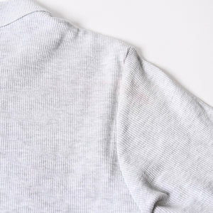 STUSSY ステューシー ハーフジップ 半袖ポロシャツ サイズ10 ストックロゴ グレー ブラック レディース 刺繍 美品 中古 4a008566