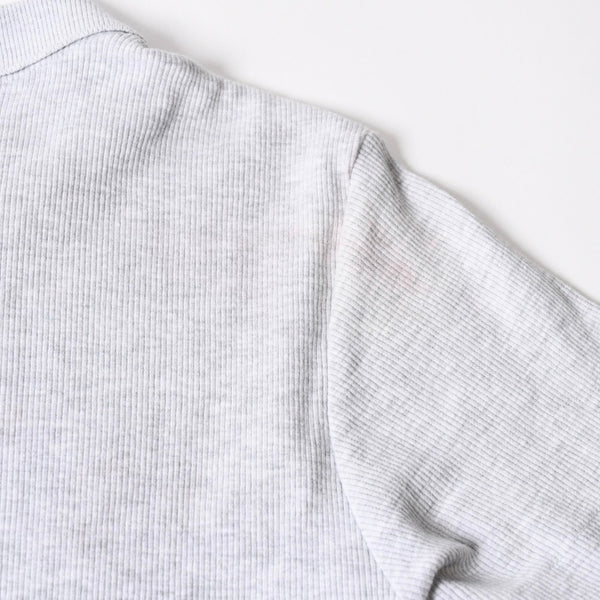 STUSSY ステューシー ハーフジップ 半袖ポロシャツ サイズ10 ストックロゴ グレー ブラック レディース 刺繍 美品 中古 4a008566