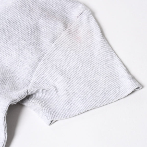 STUSSY ステューシー ハーフジップ 半袖ポロシャツ サイズ10 ストックロゴ グレー ブラック レディース 刺繍 美品 中古 4a008566