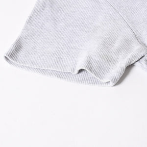 STUSSY ステューシー ハーフジップ 半袖ポロシャツ サイズ10 ストックロゴ グレー ブラック レディース 刺繍 美品 中古 4a008566