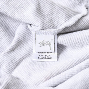 STUSSY ステューシー ハーフジップ 半袖ポロシャツ サイズ10 ストックロゴ グレー ブラック レディース 刺繍 美品 中古 4a008566