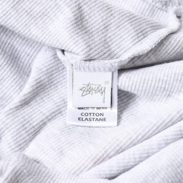 STUSSY ステューシー ハーフジップ 半袖ポロシャツ サイズ10 ストックロゴ グレー ブラック レディース 刺繍 美品 中古 4a008566