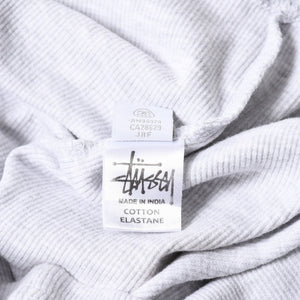 STUSSY ステューシー ハーフジップ 半袖ポロシャツ サイズ10 ストックロゴ グレー ブラック レディース 刺繍 美品 中古 4a008566