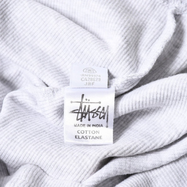 STUSSY ステューシー ハーフジップ 半袖ポロシャツ サイズ10 ストックロゴ グレー ブラック レディース 刺繍 美品 中古 4a008566