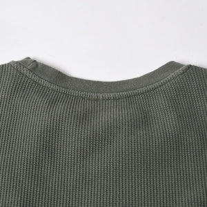 Stussy ステューシー レディース 半袖Tシャツ ワッフルTシャツ オリーブグリーン グリーン ホワイト クロップド サイズ10 美品 中古 4a008564