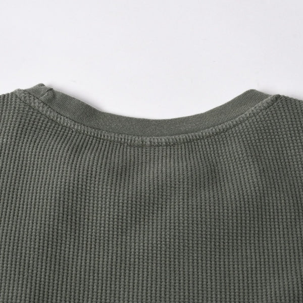 Stussy ステューシー レディース 半袖Tシャツ ワッフルTシャツ オリーブグリーン グリーン ホワイト クロップド サイズ10 美品 中古 4a008564
