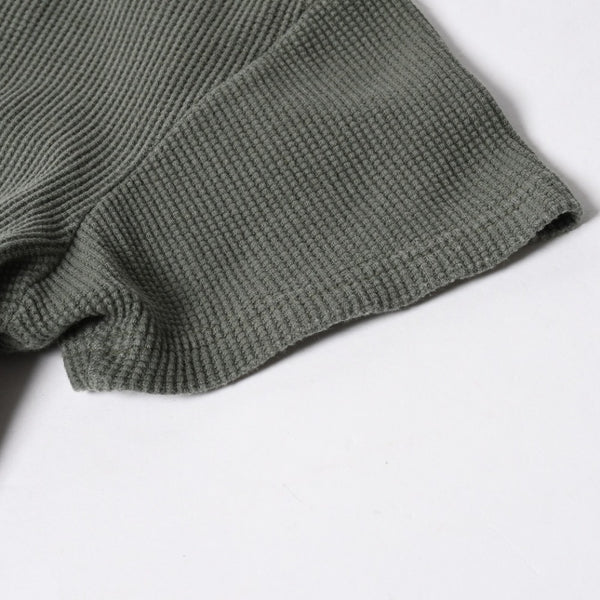 Stussy ステューシー レディース 半袖Tシャツ ワッフルTシャツ オリーブグリーン グリーン ホワイト クロップド サイズ10 美品 中古 4a008564