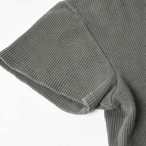 Stussy ステューシー レディース 半袖Tシャツ ワッフルTシャツ オリーブグリーン グリーン ホワイト クロップド サイズ10 美品 中古 4a008564