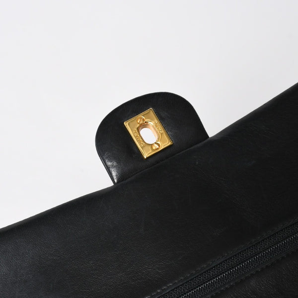 CHANEL シャネル マトラッセ25 Wフラップ Wチェーンショルダーバッグ 3番台 ラムスキン ココマーク ブラック ゴールド金具 美品 中古 4a009110