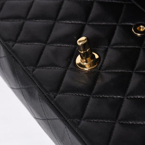 CHANEL シャネル マトラッセ25 Wフラップ Wチェーンショルダーバッグ 3番台 ラムスキン ココマーク ブラック ゴールド金具 美品 中古 4a009110