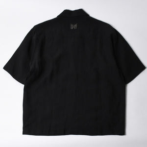 新品同様 NEEDLES ニードルズ TRACK OPEN COLLAR SHIRT-COTTON LINEN SX1595 Lサイズ ブラック ヌビアン20周年別注 中古 4a008740